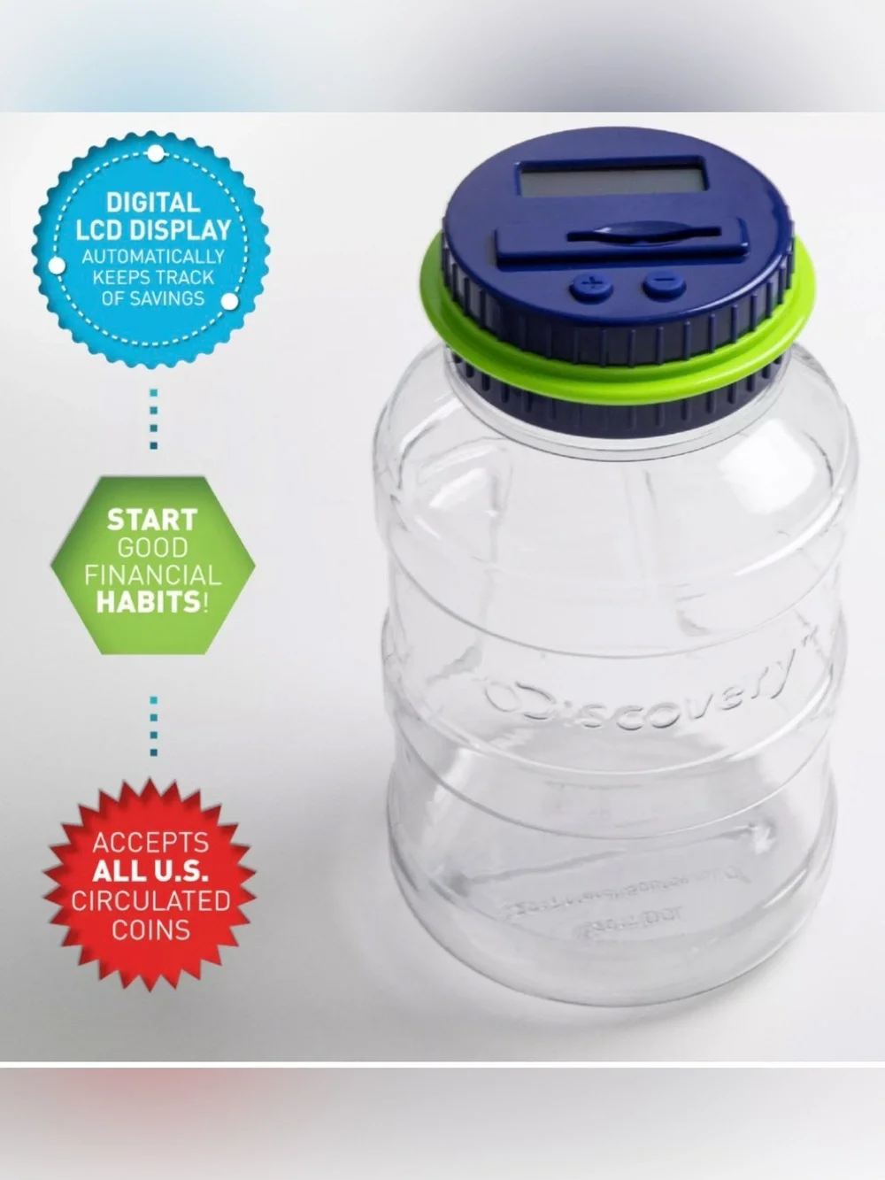 Discovery Kids Digital Coin-Counting Money Jar NEW IN BOX